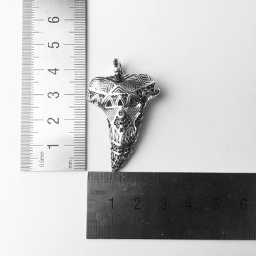 Silver & Zirconia Maori Shark Tooth Pendant Necklace
